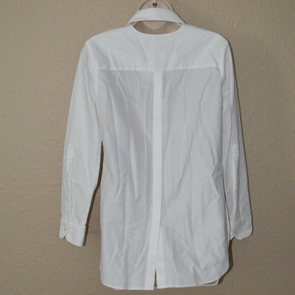 Sz 4 Dion Lee White Textured Cotton Long Sleeve Blouse - Picture 6 of 7